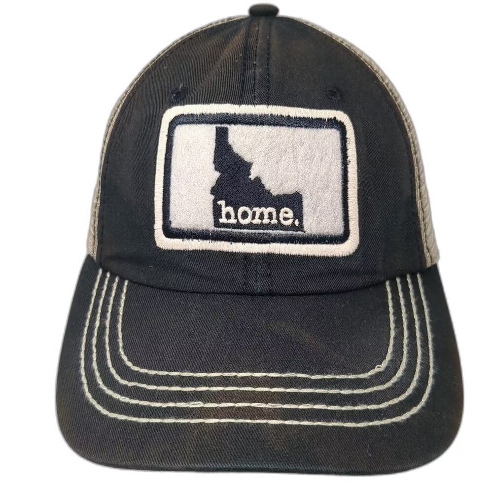 Home State Apparel Trucker Hat Black Beige OS Idaho State Patch Mesh Strapback